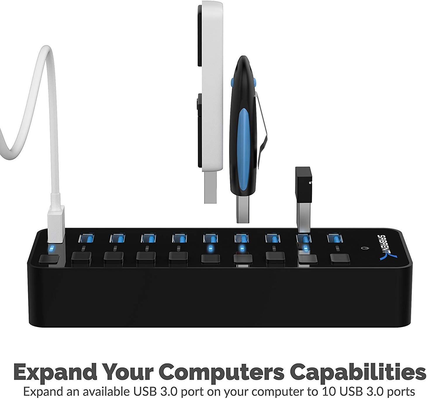 10-Port USB 3.0 Hub with Switches 2