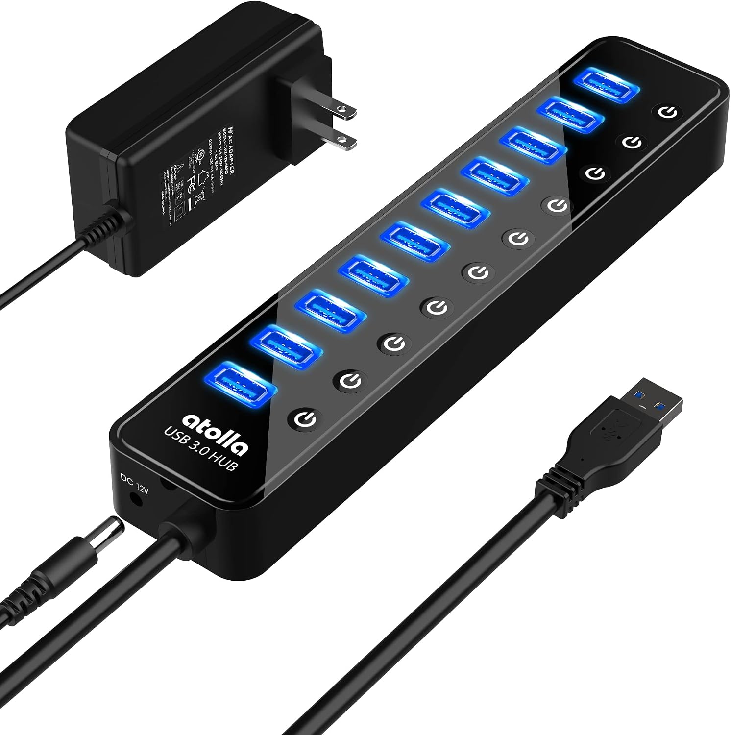 10-Port USB 3.0 Hub with Switches