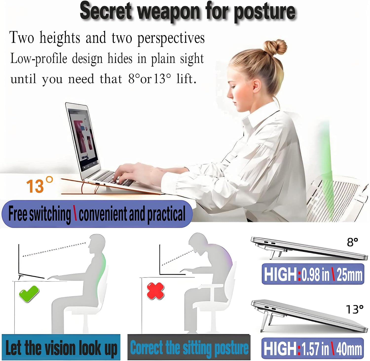 2-Piece Adjustable Laptop Riser Set