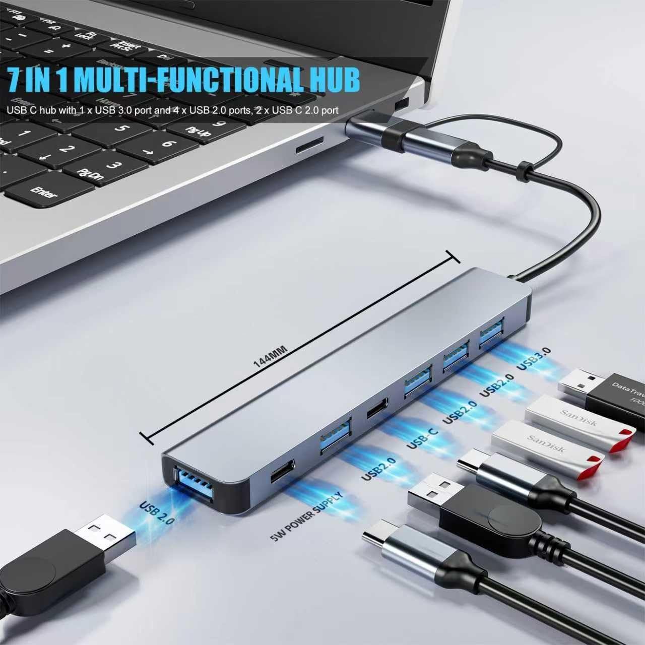 7-in-1 Aluminium USB-C Hub