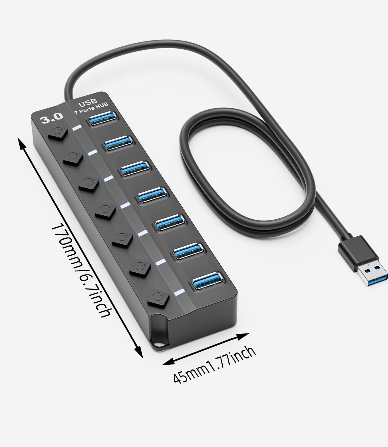 7-Port USB 3.0 Hub with Switches
