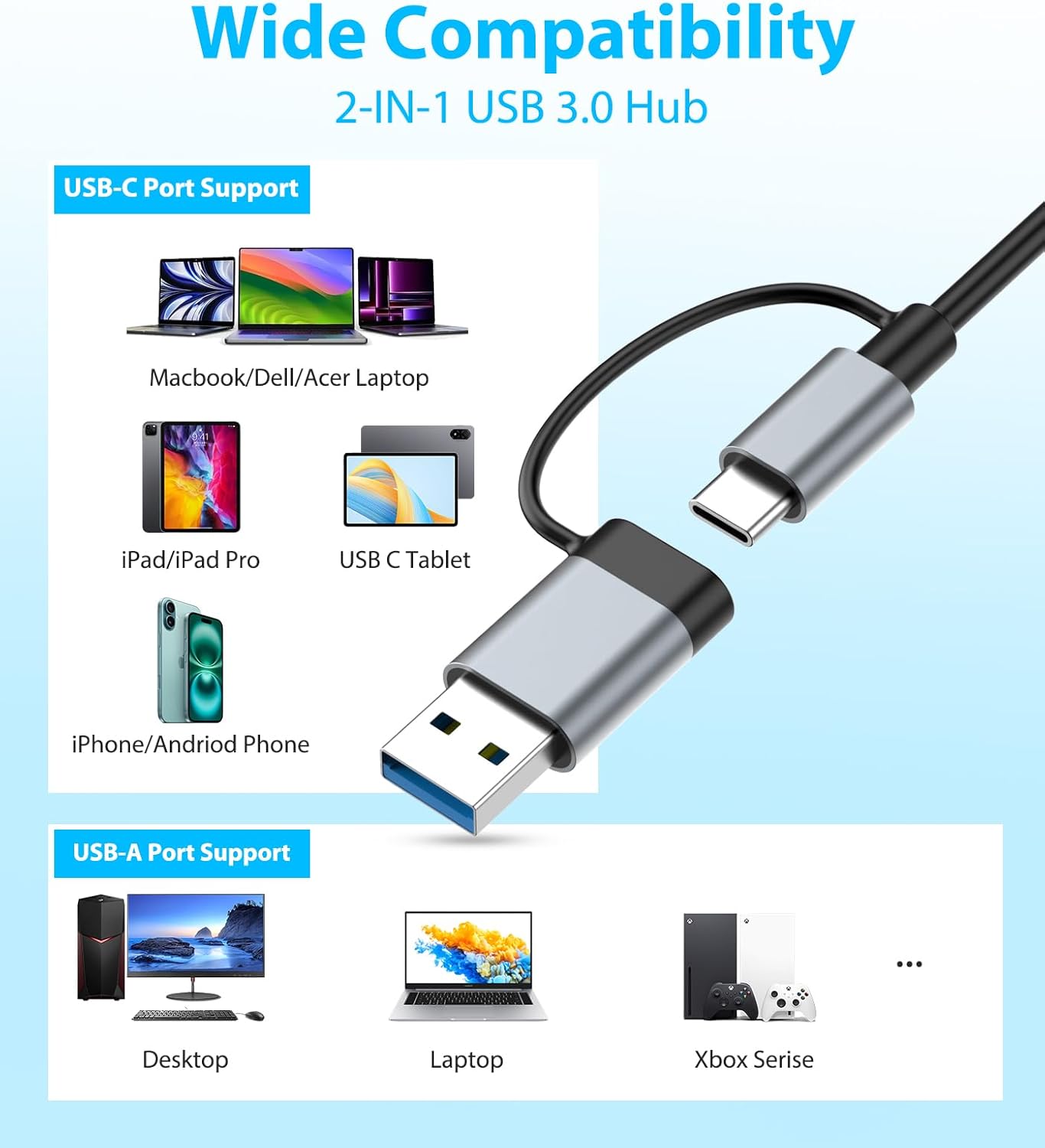 8-Port USB-C and USB-A Hub