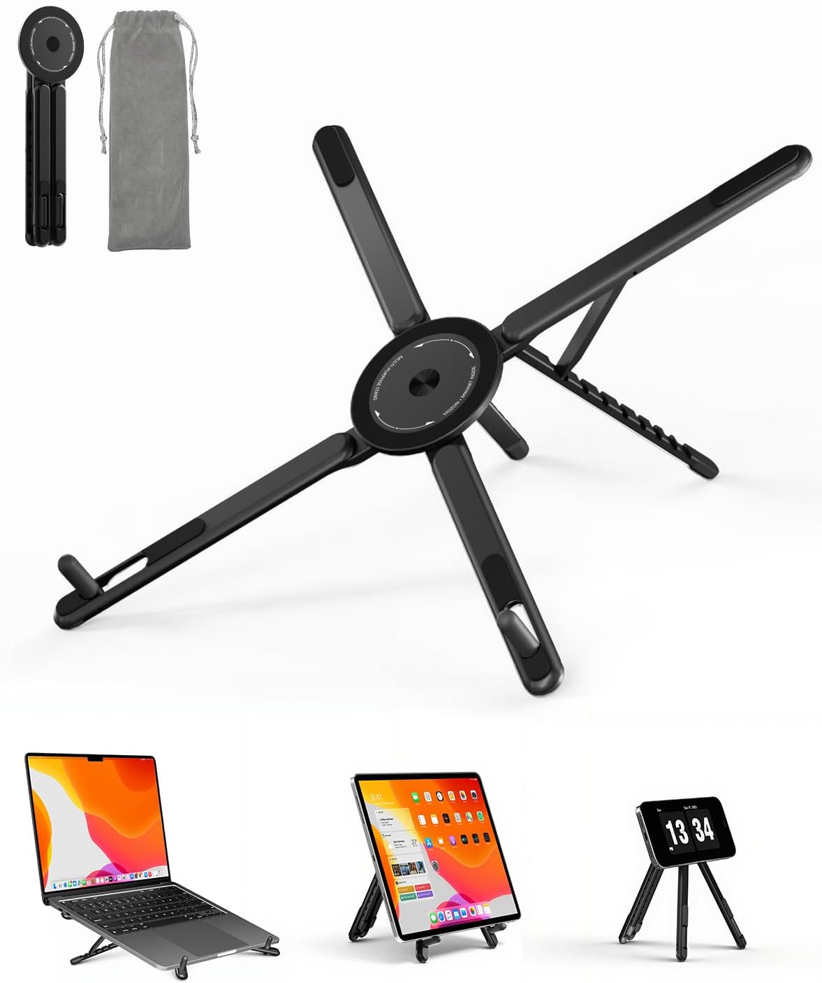 Foldable Laptop Riser with Phone Holder