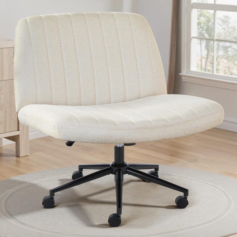 Cream Upholstered Armless Office Chair