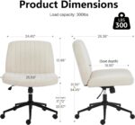 Cream Upholstered Armless Office Chair