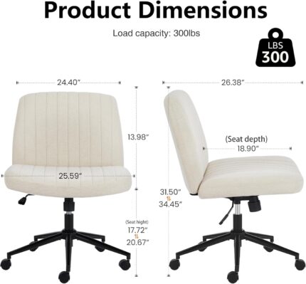 Cream Upholstered Armless Office Chair