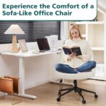 Cream Upholstered Armless Office Chair