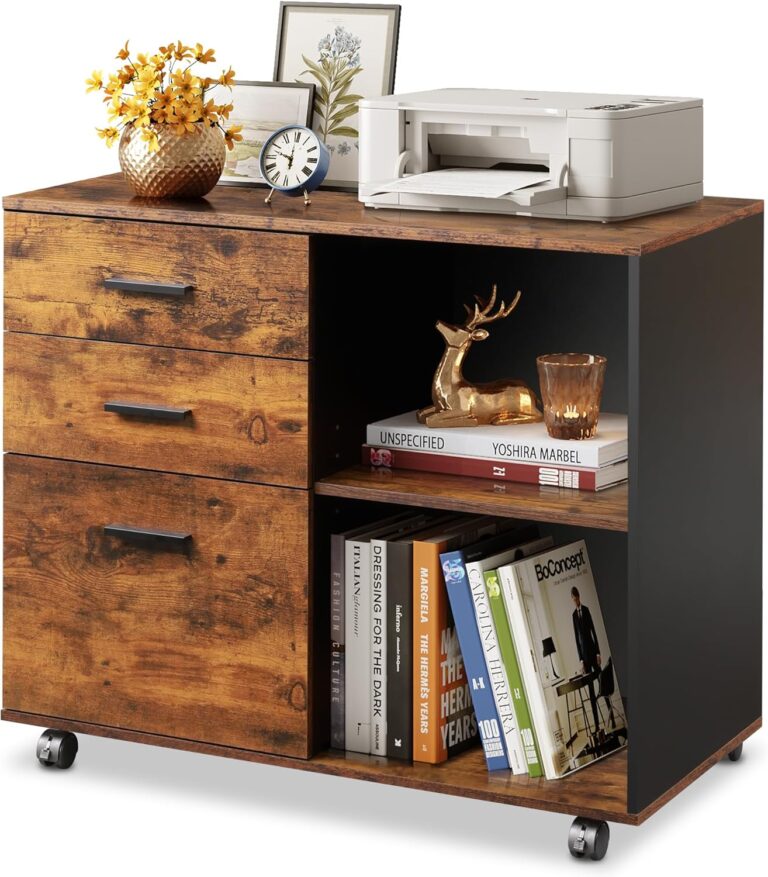 Rustic Office Cabinet with Drawers and Shelves