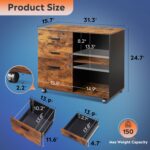 Rustic Office Cabinet with Drawers and Shelves