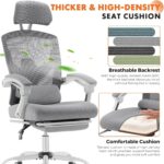Grey Mesh Office Chair with Footrest