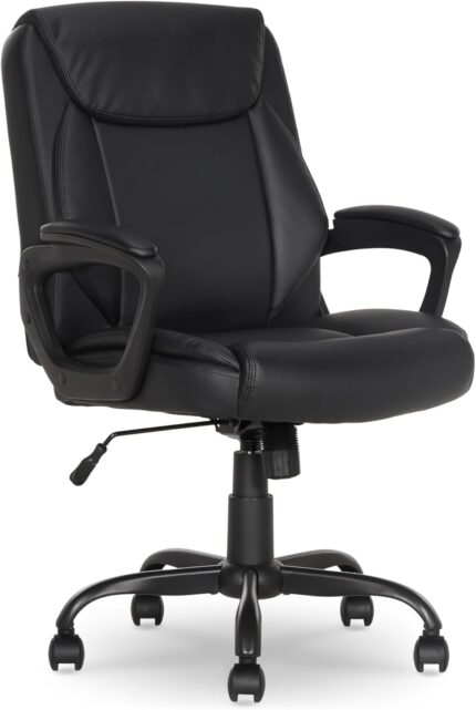 Black Faux Leather Ergonomic Office Chair