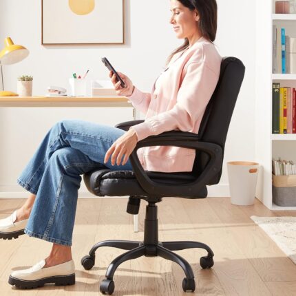 Black Faux Leather Ergonomic Office Chair