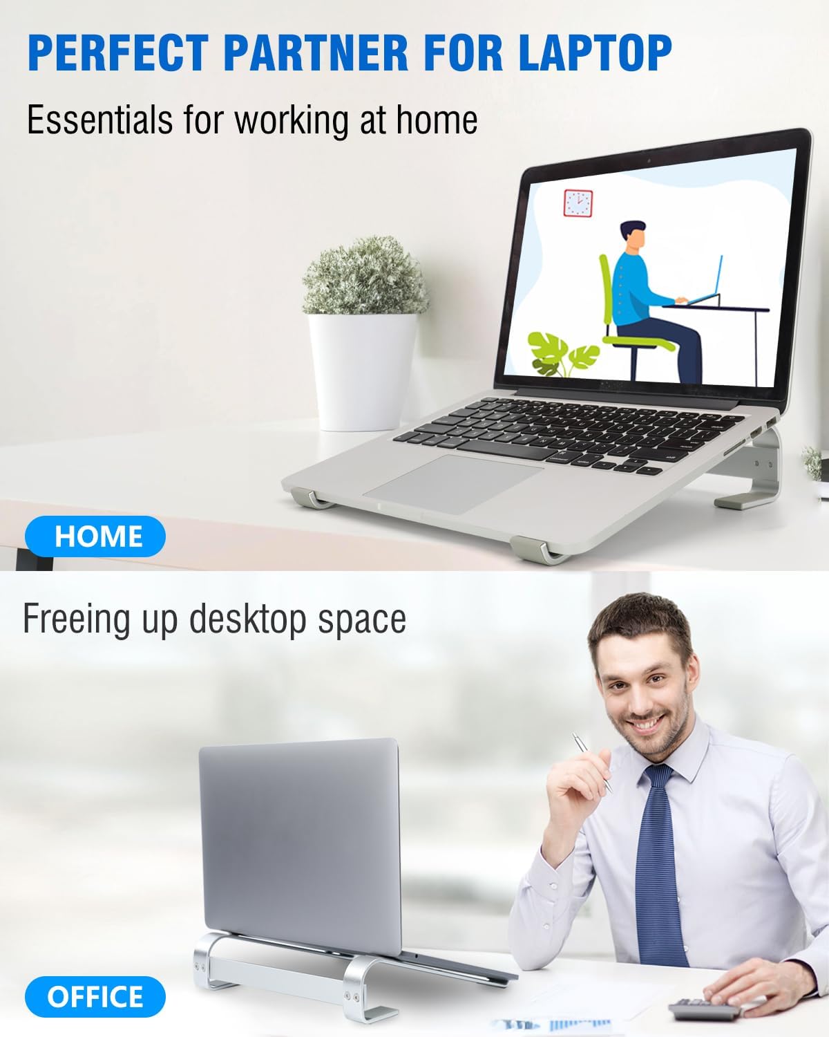 Silver Aluminum Laptop Stand